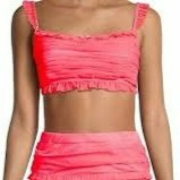 For Love & Lemons Neon Coral Vixen Swiss Dot Bralette Top ** SZ S - Picture 1 of 7